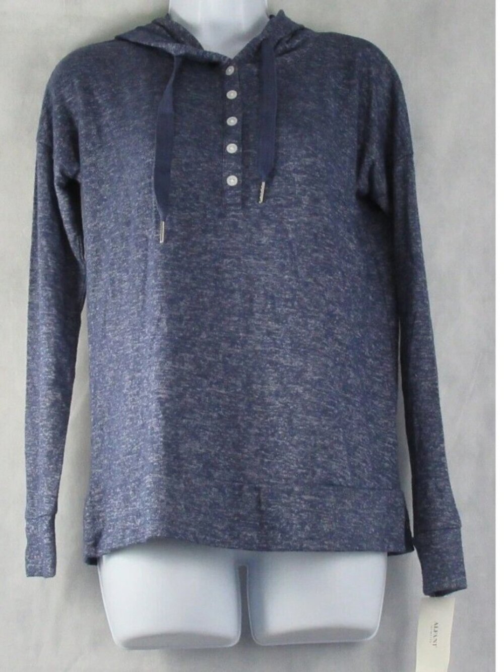 Alfani Women's Soft Hacci Lounge Hoodie Pajama Top, Night Shadow, XS